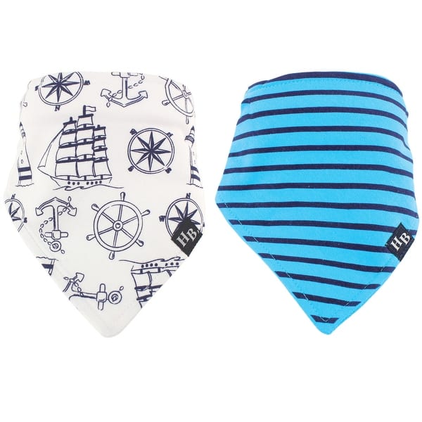 slide 1 of 1, Hudson Baby Infant Boy Cotton Bandana Bibs 2pk, Nautical, One Size - Nautical - One Size One Size - Nautical