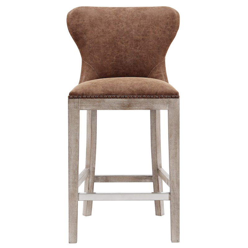 NPD Furniture Dorsey Brown and Grey Nubuck Counter Stool