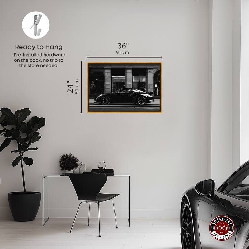 Notoriart City Streets Car Framed Car 1 Piece Canvas Wall Art