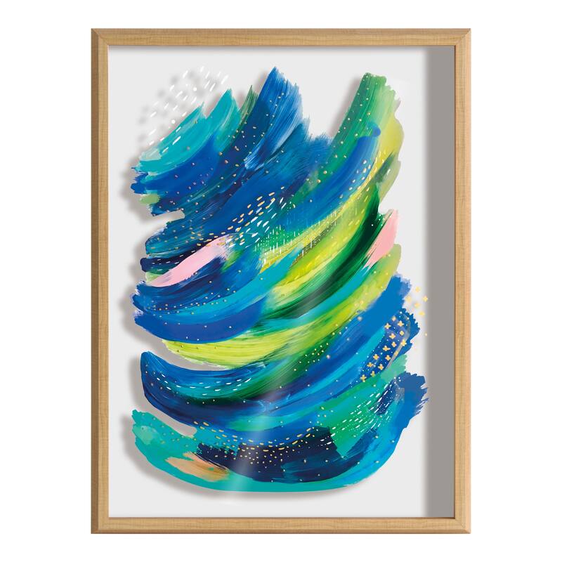 Kate and Laurel Blake Bright Abstract 2 Framed Printed Glass by Jessi Raulet of Ettavee - Natural