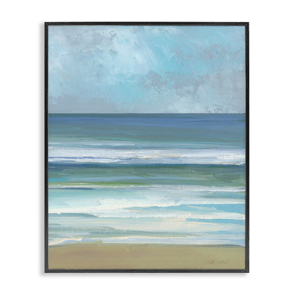Stupell Calming Blue Waves Impression Framed Giclee Art Design By Sally Swatland