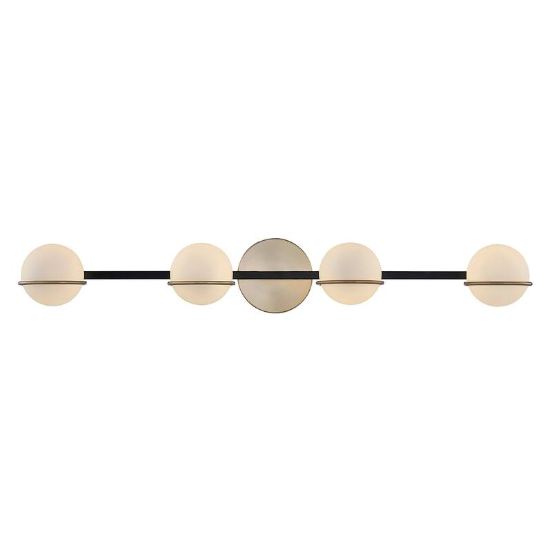 Justice Design Group EVOLV Fusion Centric 4-Light Bath Bar with Opal Glass Shade - Matte Black/Brass