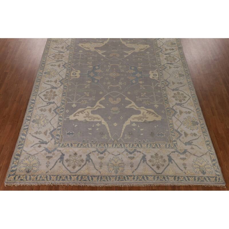Gray Oushak Indian Large Area Rug Handmade Wool Carpet - 9'11"x 13'9"