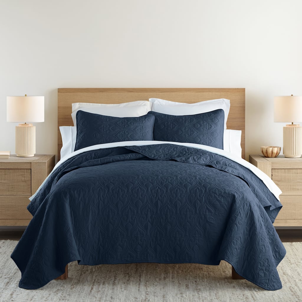 Becky Cameron Luxury Damask Quilted Coverlet Set