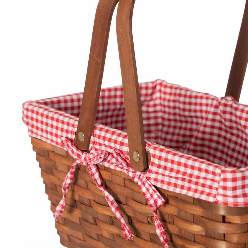 Double Handle Woodchip Basket with Liner - Perfect for Storing Fresh Fruits