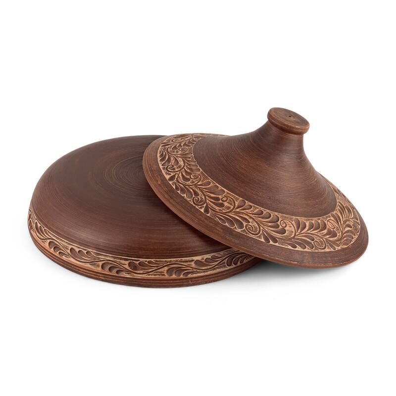 STP Goods Handmade 2.1 Qt Red Clay Stoneware Tajine