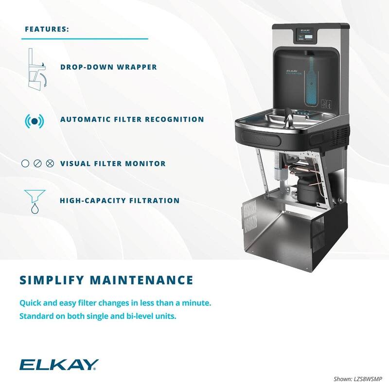 Elkay LZSTL8WS-PF ezH2O Bi-Level Wall Mounted Drinking Fountain with