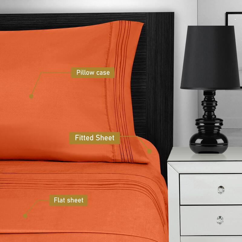 Superior Embroidered Microfiber Deep Pocket Bed Sheet Set