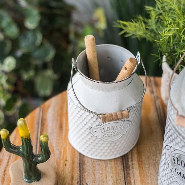 RusticReach White Small Iron Flower Garden Barrel. Opens flyout.