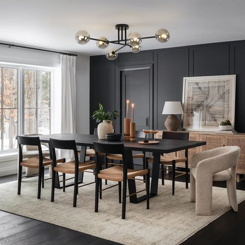 Linear Sputnik Smoked Glass Globe Semi Flush Chandelier