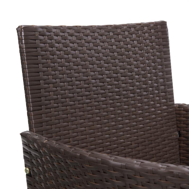 Patio Furniture Set - 3-Piece Outdoor Rattan Seating Set with 2 Cushioned Chairs and Table by Lavish Home (Brown)