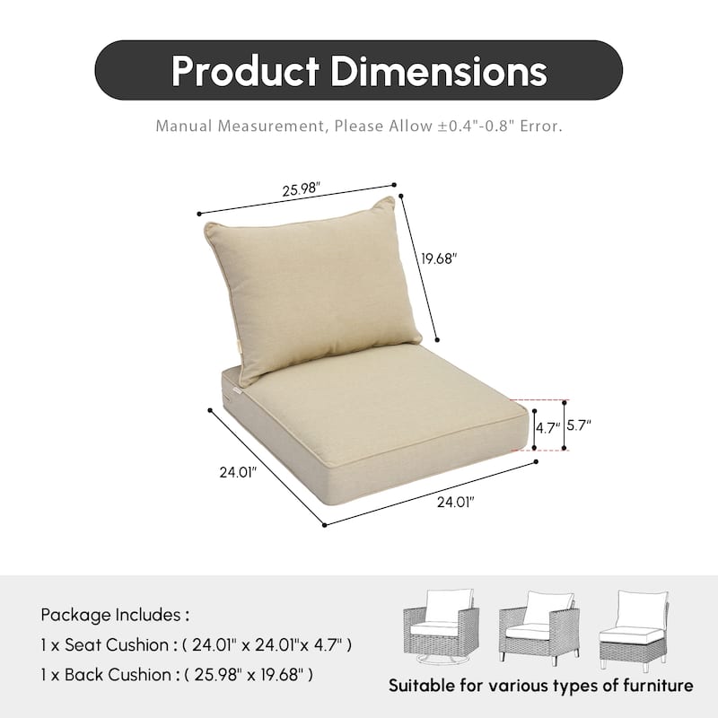 XIZZI Outdoor Seat Back Cushion Set Plush Comfort for Patio Furniture