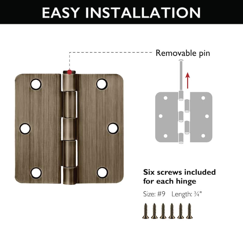 Design House 188383 3-1/2" x 3-1/2" Butt 1/4" Radius Corner Surface