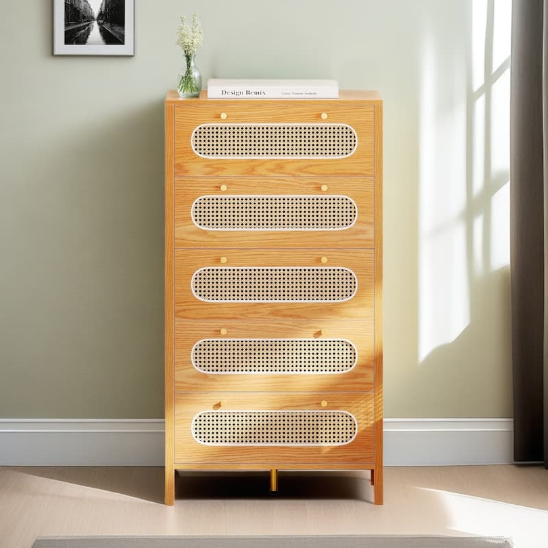 Moasis 5 Drawer Rattan Dresser