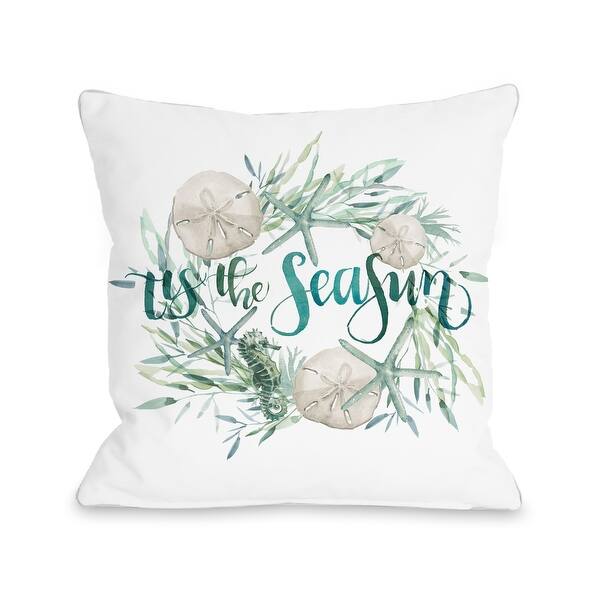 slide 2 of 2, Tis The Seasun Nautical - Green Throw Pillow by Jennifer Paxton Parker