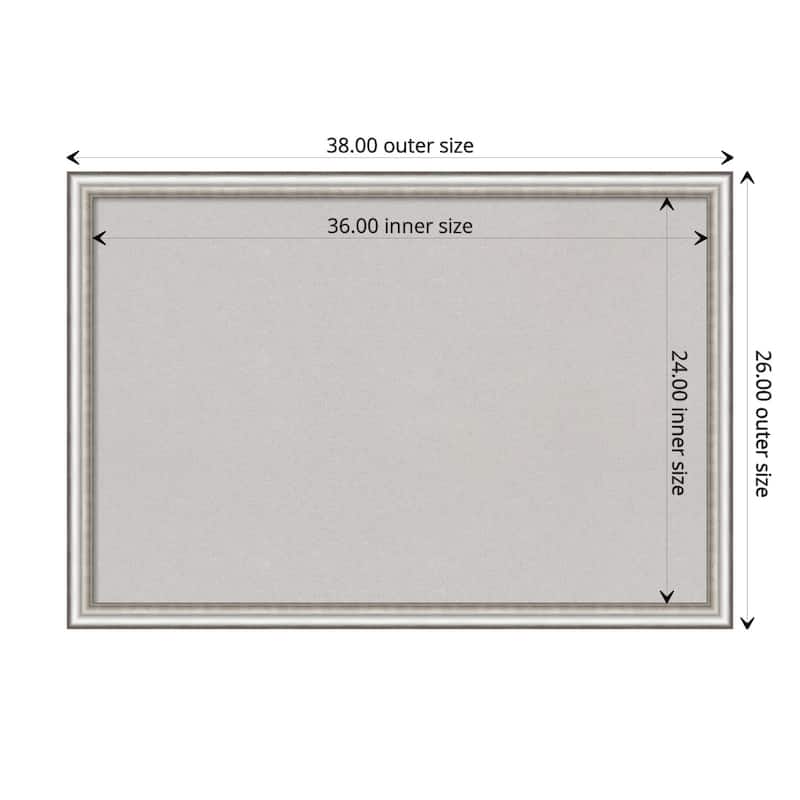 Salon Silver Narrow Framed Grey Corkboard Bulletin Board - Board Size 36x24