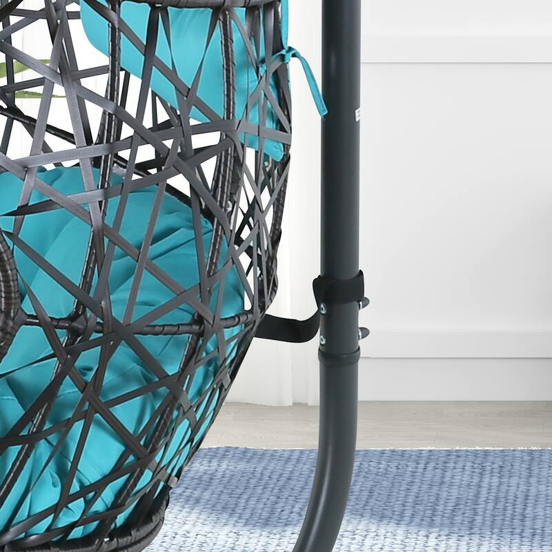 Swing Egg Chair with Stand and Cushion for Indoor Outdoor Use