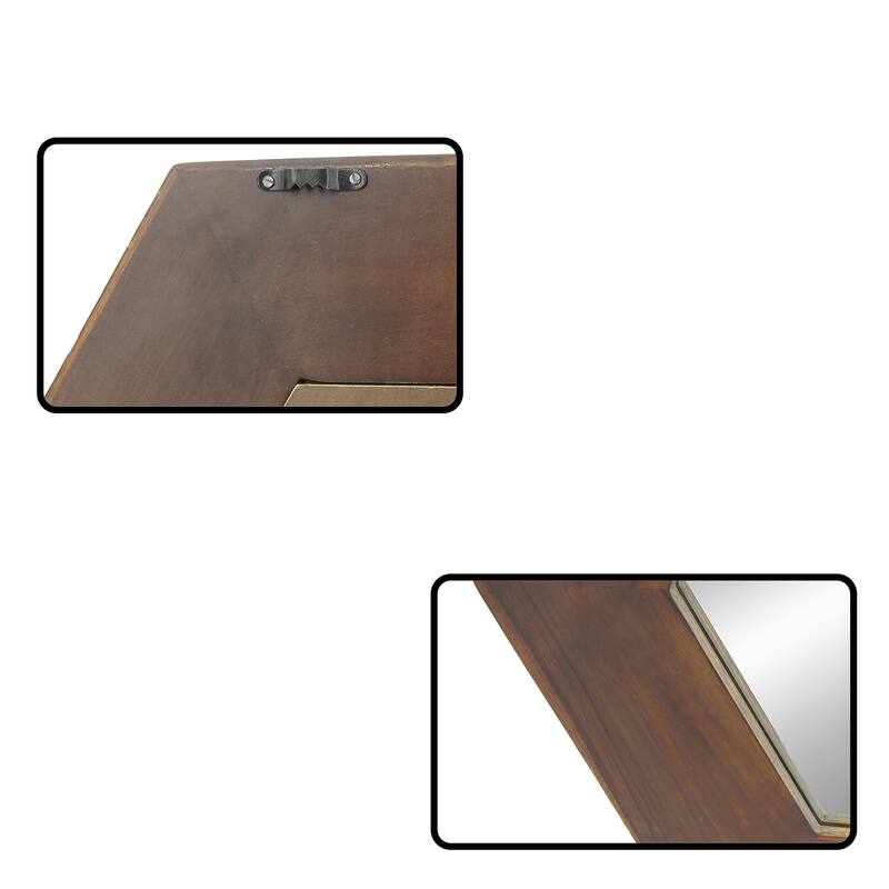 Hexagon Mirror with Natural Wood Frame