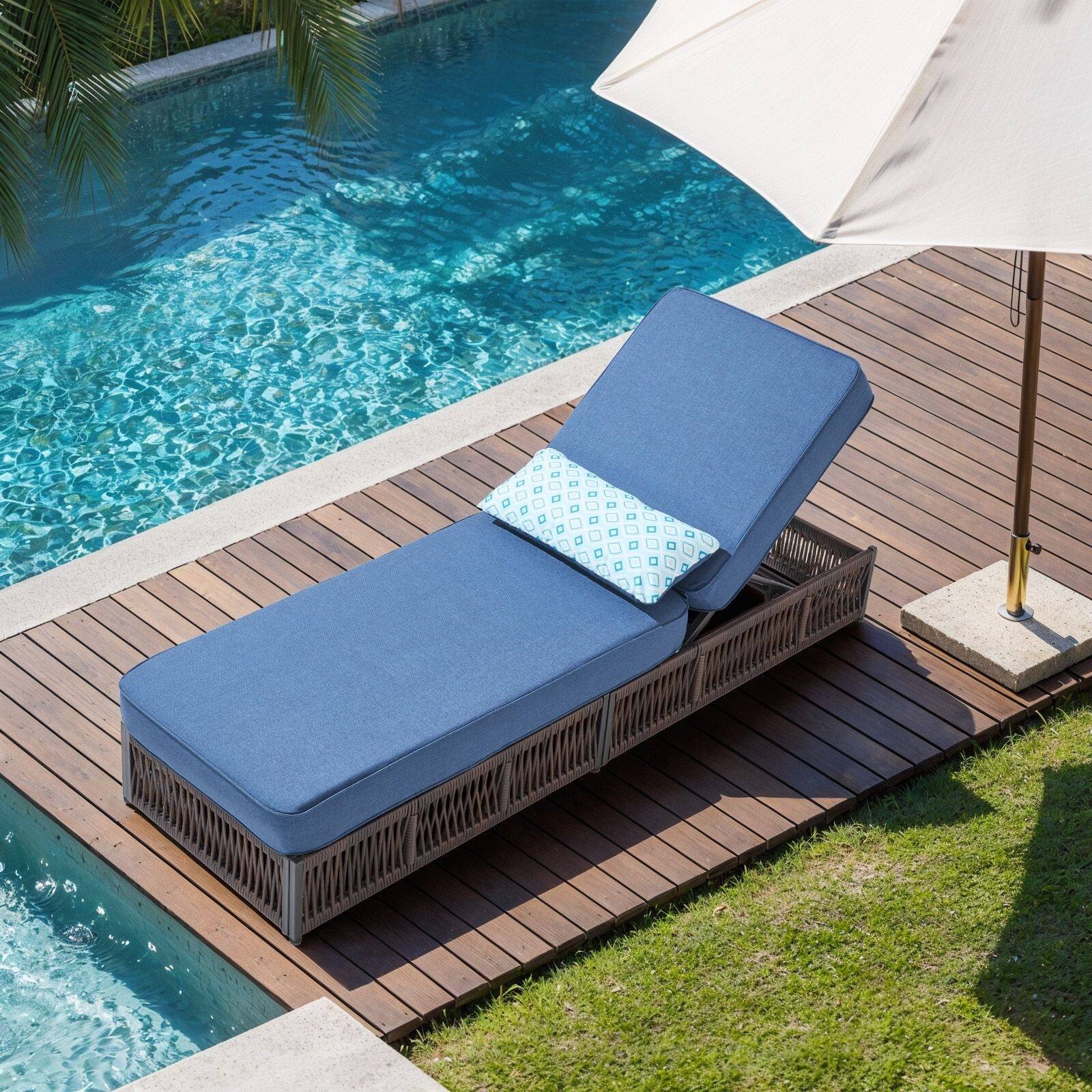 Option 1-Piece Lounge Chair Blue Cushion