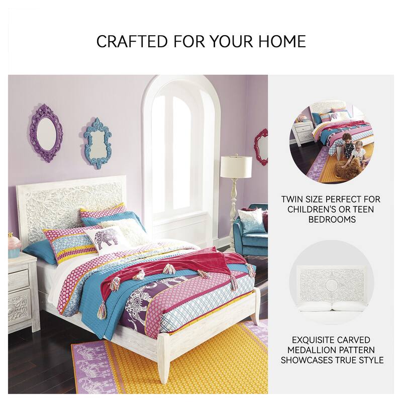 Paxberry Whitewash Panel Bed