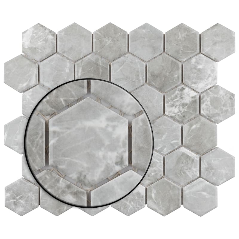 Merola Tile Flo 2" Hex White 6" x 6" Porcelain Floor and Wall Tile