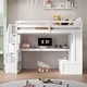 preview thumbnail 3 of 12, Multifunctional Design Loft Bed with Desk , Two Built-in Drawers, Storage Staircase and Shelves, Full Size, White