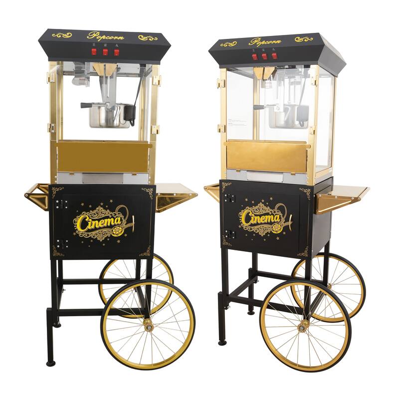 16Oz Commercial Popcorn Machine With Cart and 16 Oz Kettle, Movie Theater Popcorn Machine
