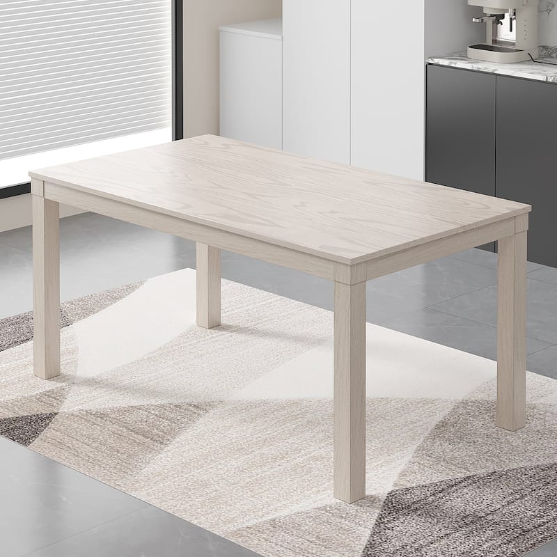 63 Inch Home Oak Wood Dining Table 6-Person Indoor Outdoor Table with Solid Wood Legs - Grey