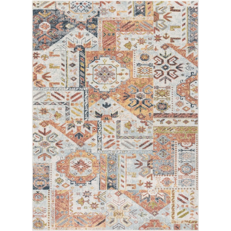 Well Woven Farah Adilah Vintage Tribal Mosaic Area Rug - 7' 10" x 9' 10" - Ivory Multi