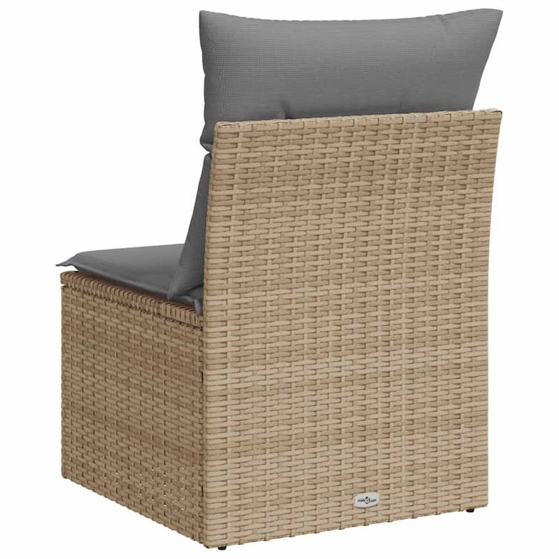 vidaXL Patio Sofa with Cushions Outdoor Seating Sectional Sofa Poly Rattan - 24.4 x 21.7 x 27.2 in