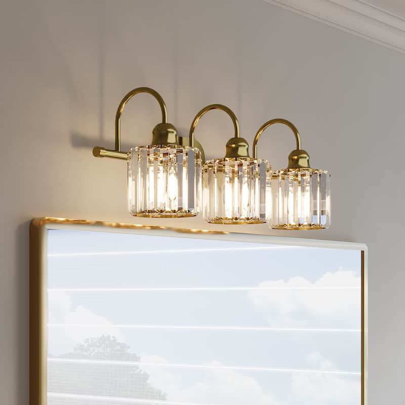 ExBrite Modern Rose Gold Dimmable Bathroom Crystal Vanity Lights