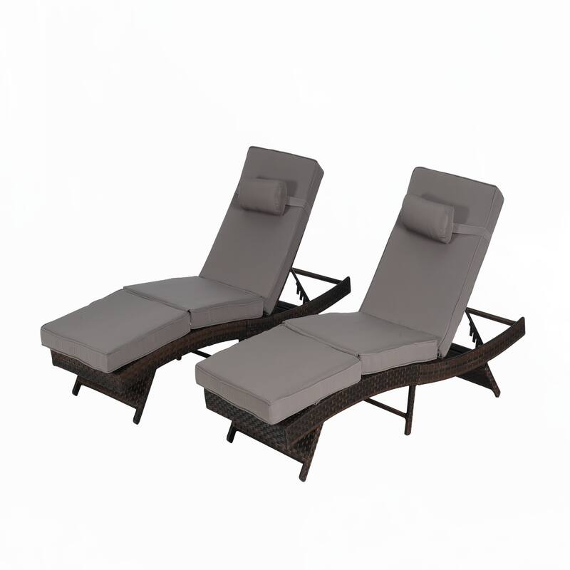 Wicker Lounge Chair Lawn Sunbathing Chairs Set of 2