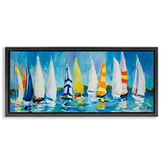 Stupell Regatta Sailboat Fleet Framed Floater Canvas Wall Art Design by ...