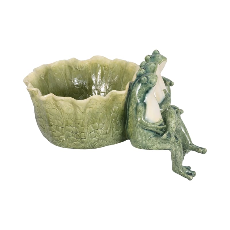 Sagebrook Home Green Polyresin 12" Three Sitting Frogs Planter - 11" x 12" x 8"