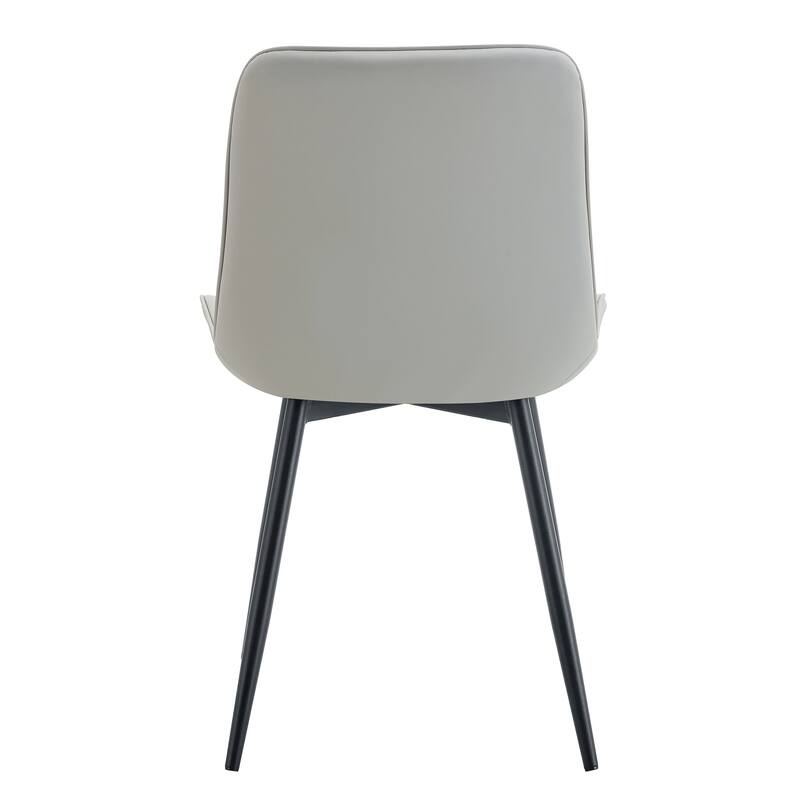 Dining Chair Set of 4 PU Extended Seating with Black Metal Legs