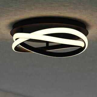 North End 13-in W Integrated LED Black Indoor Outdoor Flush Mount Ceiling Light Fixture - 13-in W x 3.75-in H x 13-in D