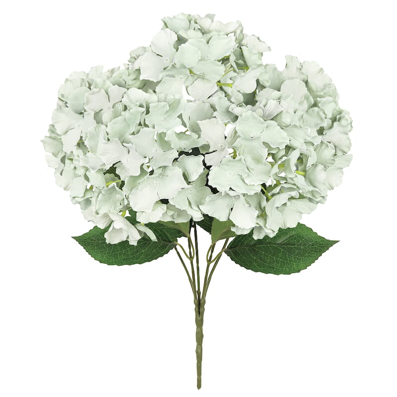 Set of 2 Light Sage Artificial Hydrangea Flower Stem Bush Bouquet 19in - 19" L x 12" W x 12" DP