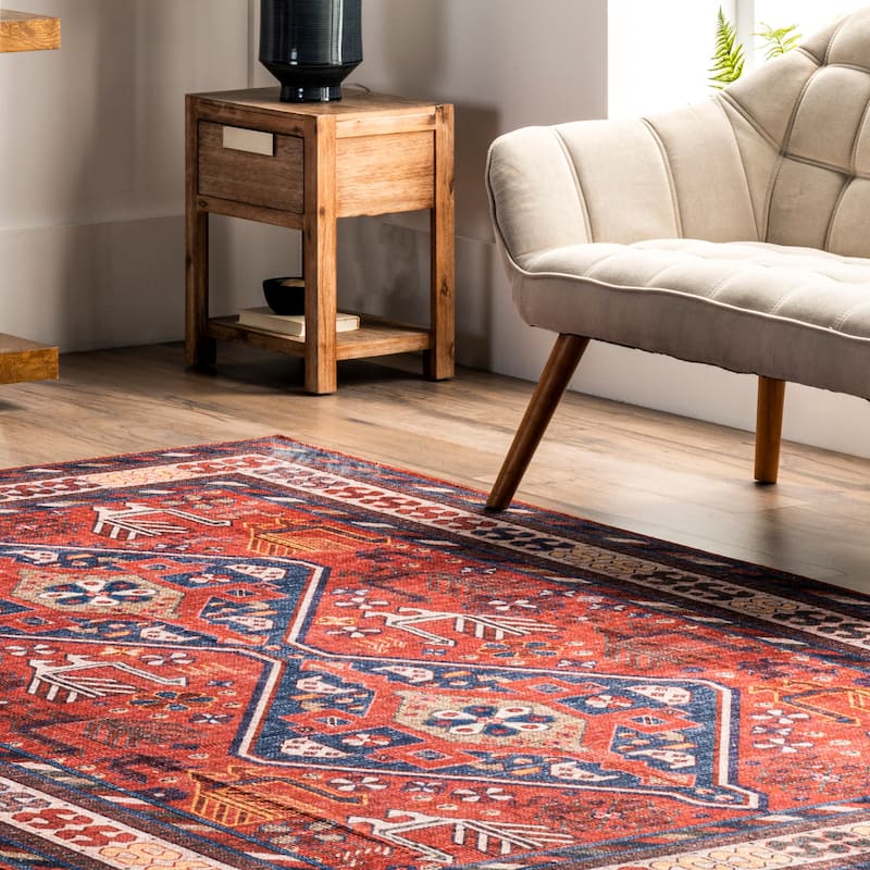 Nuloom Damaris Splashguard Medallion Machine Washable Area Rug