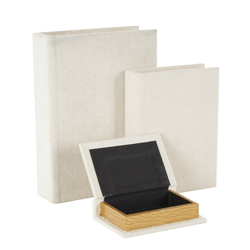 Roche River Decor - Linen Fabric Chevron Patterned or Texxtured Faux Book Storage Box - Set of 3 or 4 Multi-Colored