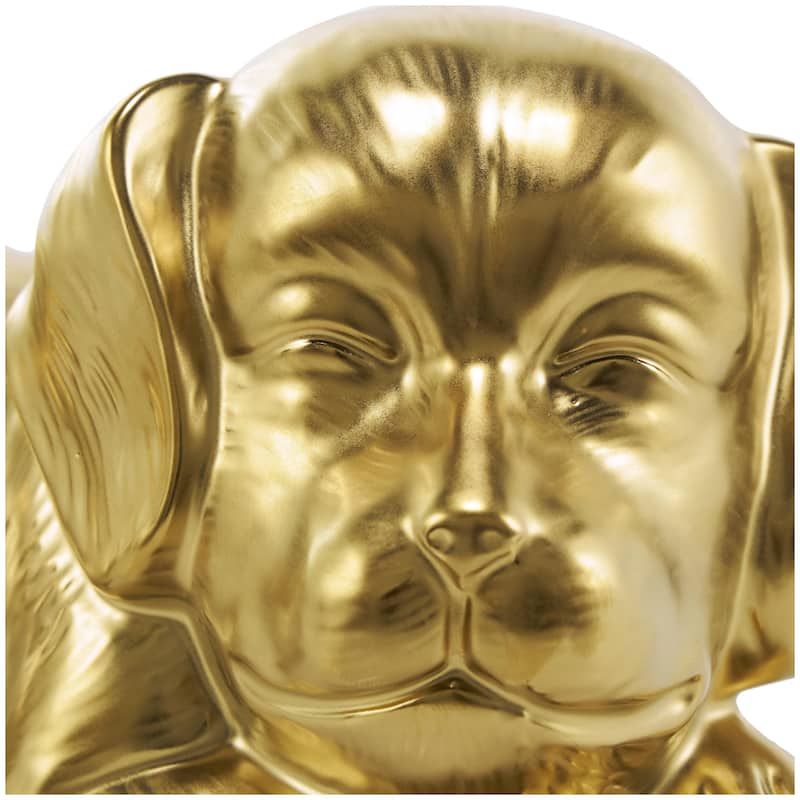 Ceramic Dog Laying Decorative Sculpture with Matte Finish - Silver or Gold - Roche River Decor