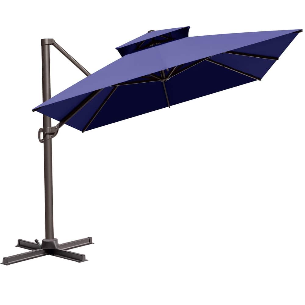 VredHom Outdoor Patio 10 x 13 FT Aluminum Cantilever Umbrella Double Top