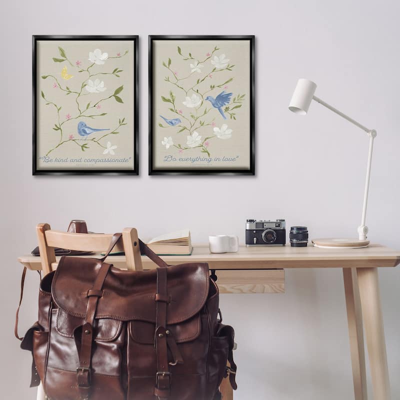 Stupell Floral Comforting Proverbs Framed Floater Canvas Wall Art Design By Lucille Price (Set of 2)
