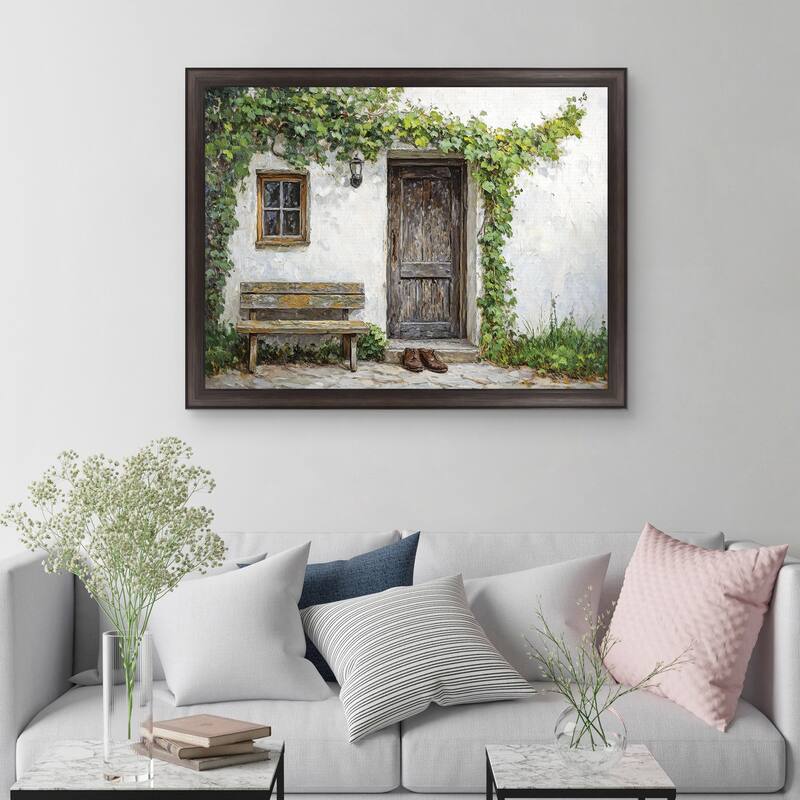 Masterpiece Art Gallery| Green Vines and Boots II by Petals Prints Design - Framed Canvas Art Print