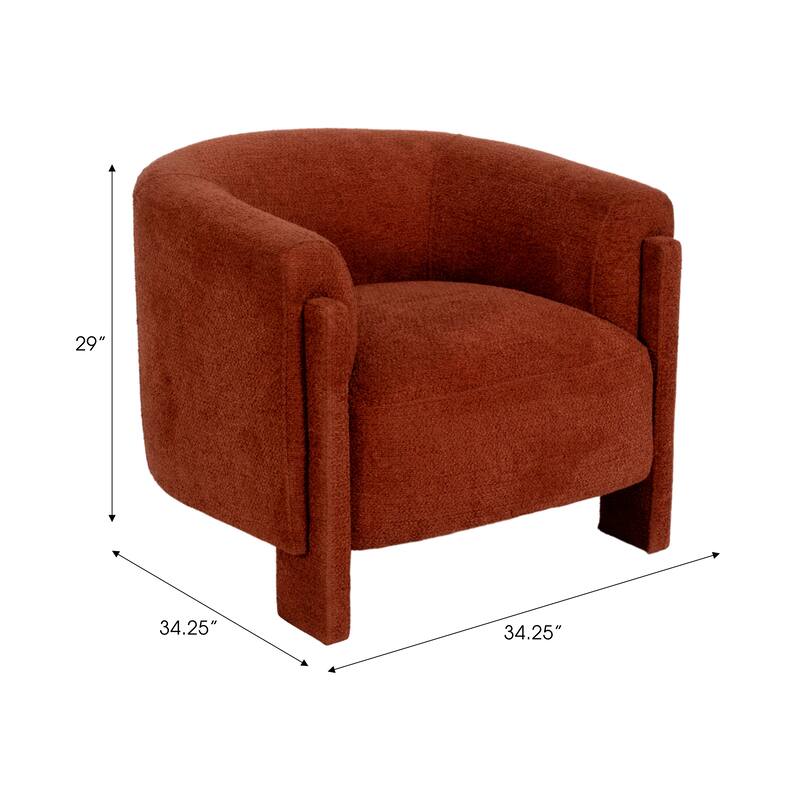Contemporary Curved Upholstered Barrel Chair Plush Seat and Wood Frame