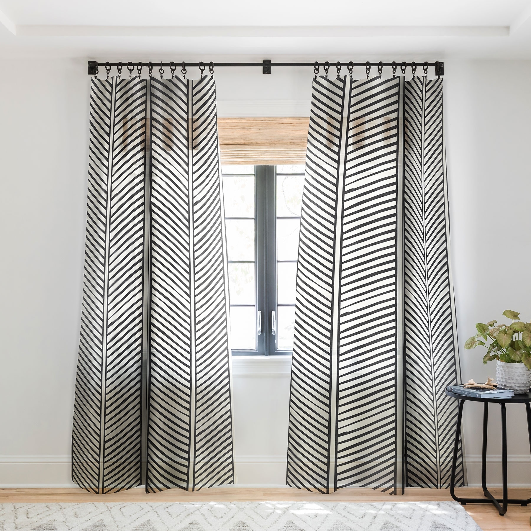 1-piece Sheer Organic Chevron Inkwell Made-to-Order Curtain Panel, image size:1800x1800