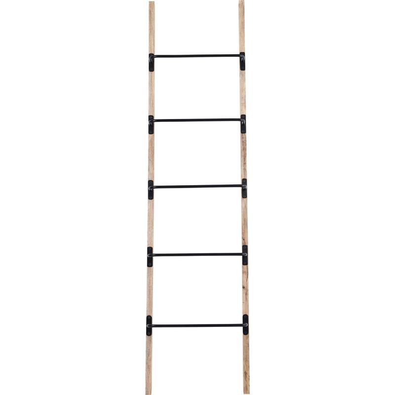 Solid Throw Rug Hanging Mango Wood Ladder - 72" - Brown