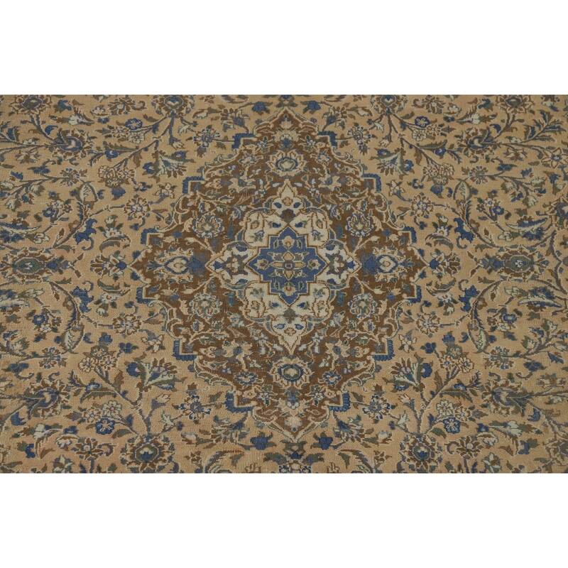 Traditional Mashad Vintage Persian Area Rug Handmade Wool Carpet - 9'7" x 12'5"