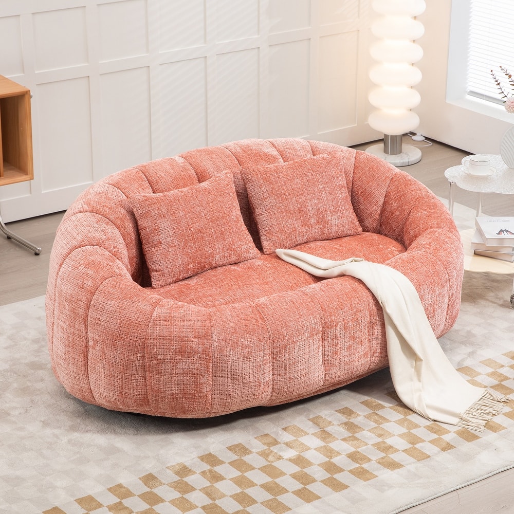 HOMEFUN Chenille Upholstered Durable Comfort Lounger High Back Bean Bag Loveseat Sofa