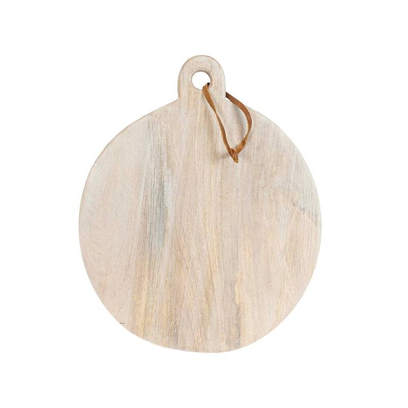 Foreside Home & Garden Round Whitewash Serving Board - 16.25 x 13.75 x 0.75"