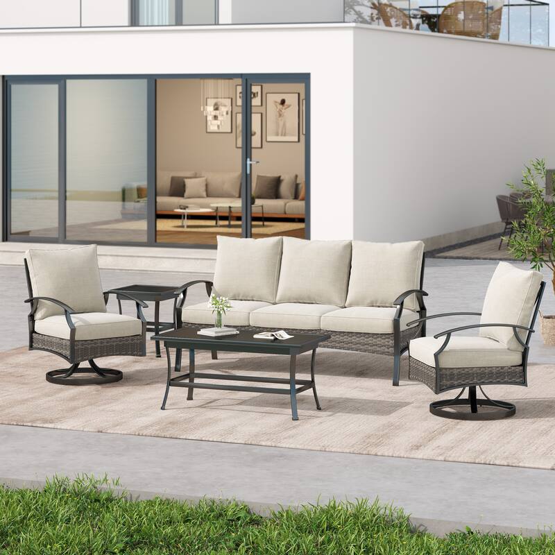 6-Piece Patio Sofa Furniture Set Outdoor Seating Group with Cushions